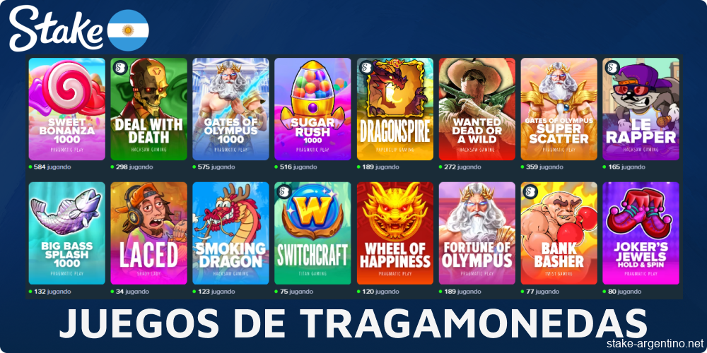 Juegos de tragamonedas disponibles en Stake para jugadores de Argentina